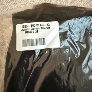 Raleigh Denim Jones Canvas Trouser Black Chino Size 32x34